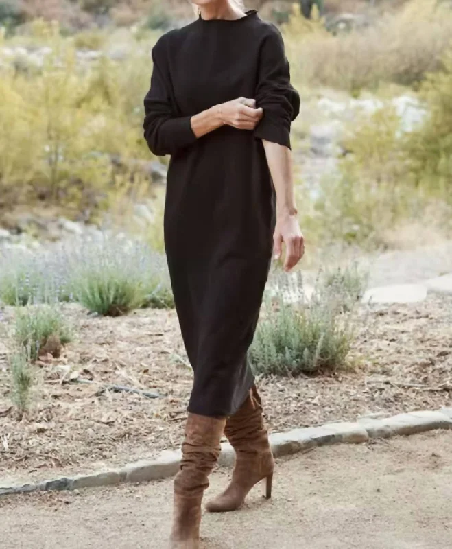 Funnel Neck Dress In Black