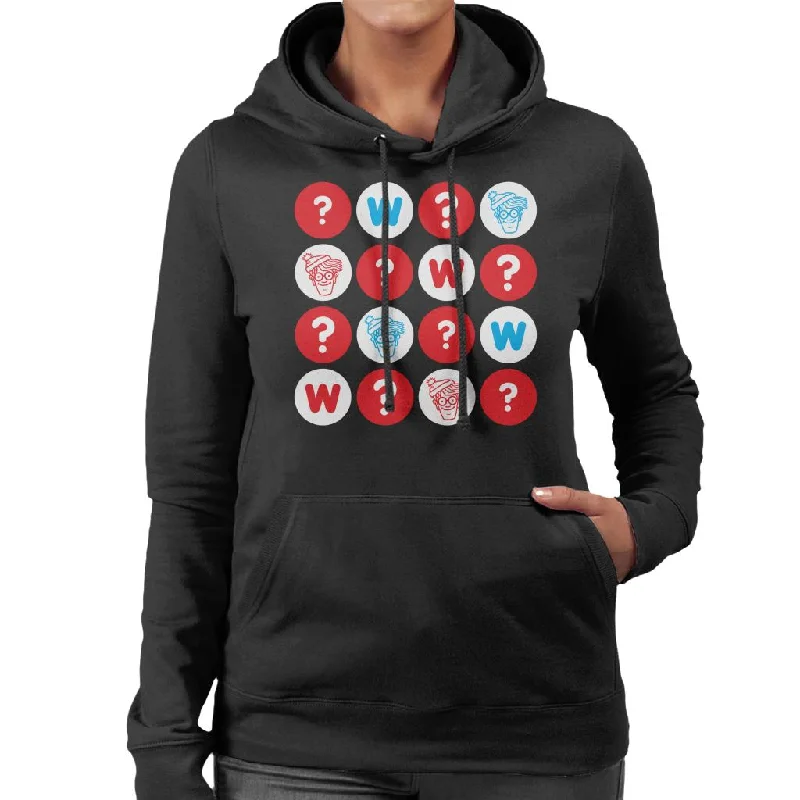 Where's Wally Character Heads And Question Marks Women's Hooded Sweatshirt