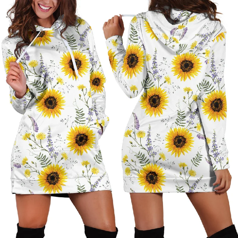 Beautiful Sunflowers Pattern Women'S Hoodie Dress