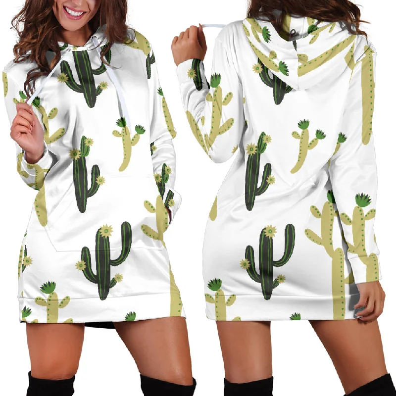 Cute Cactus Pattern Women'S Hoodie Dress