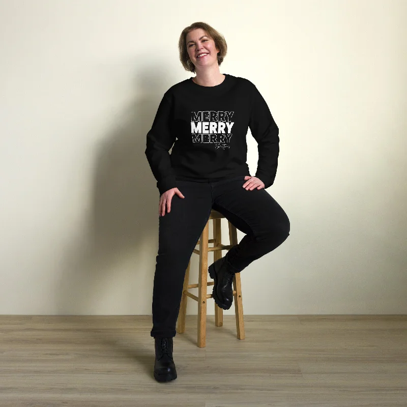 Merry Merry Merry Christmas Graphics Women Organic Sweatshirt