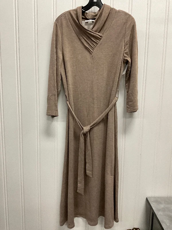 Dress Casual Midi By Calvin Klein In Beige, Size: L