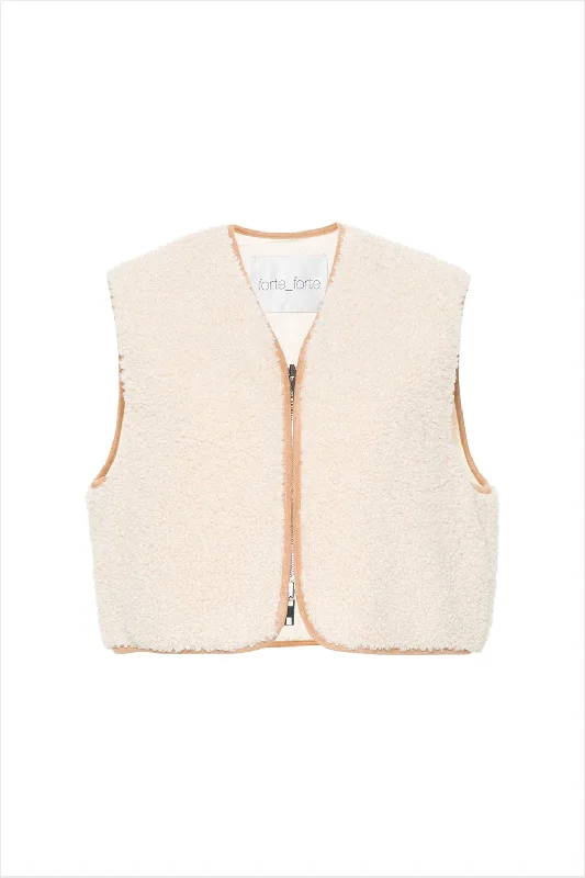 forte_forte Eco-Shearling Double Face Waistcoat Ivory