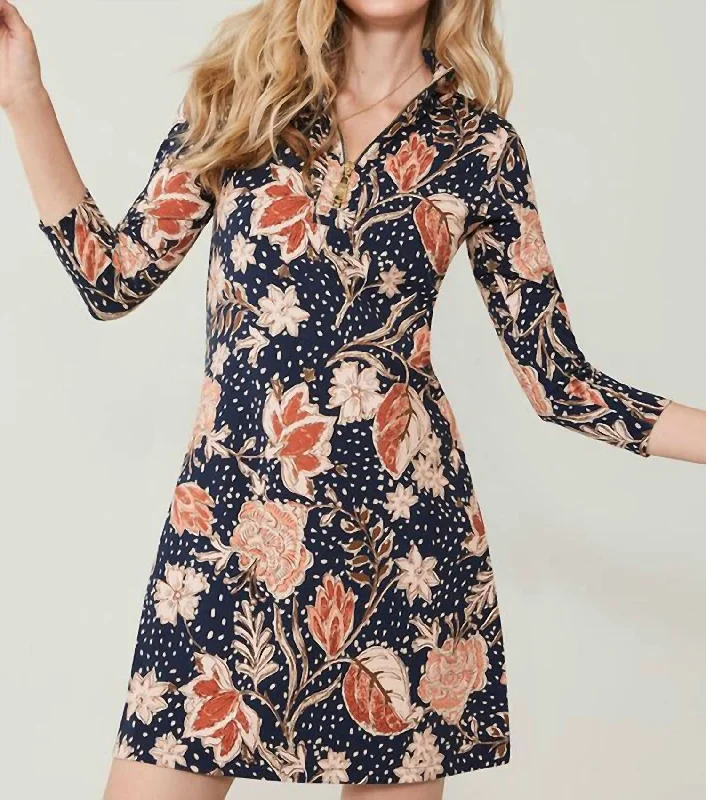 Nora Half-Zip Dress In Lighthouse Starry Floral Dress