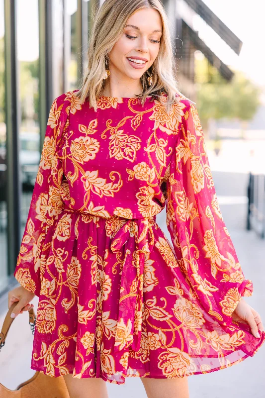 Can't Forget You Berry Red Floral Dress