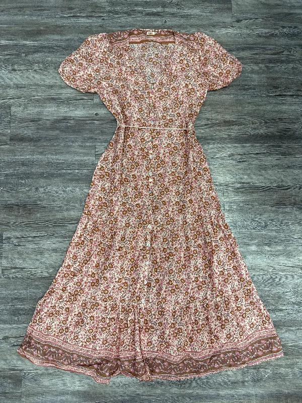 Dress Casual Maxi By Faherty In Pink & Tan, Size: Xl