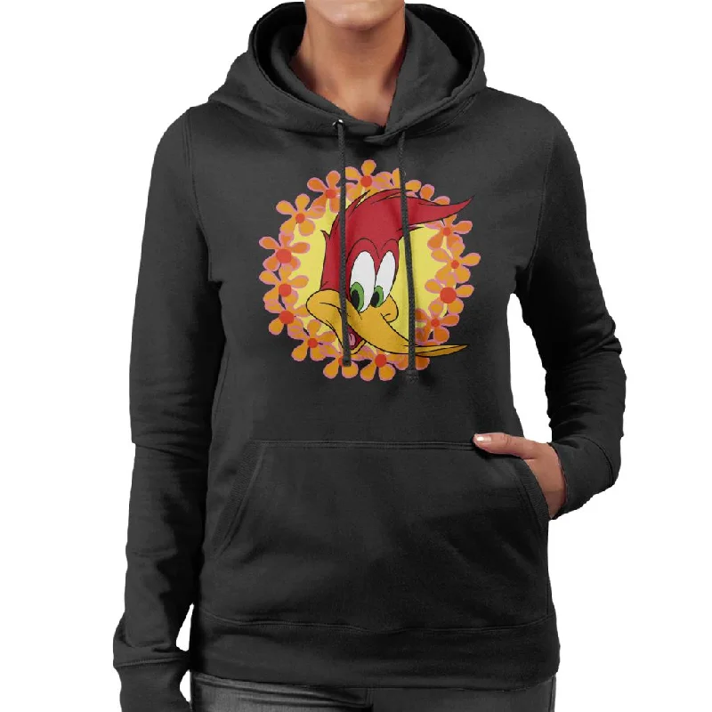 Woody Woodpecker Floral Border Women's Hooded Sweatshirt