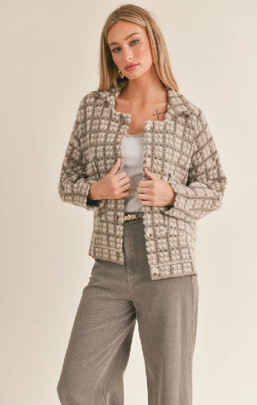 SAGE THE LABEL Indira Houndstooth Sweater Jacket