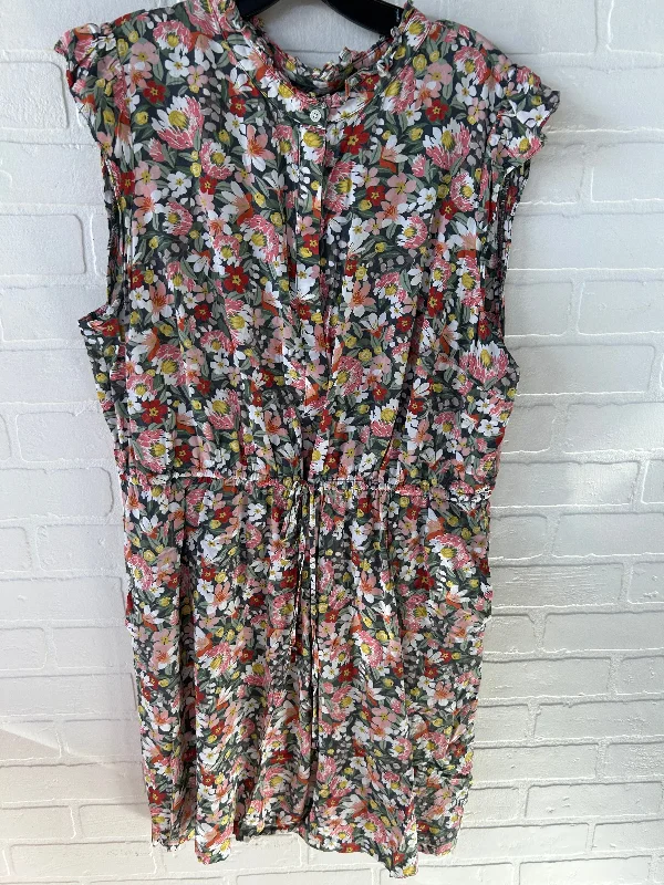 Dress Work By Loft In Grey & Pink, Size: 2x