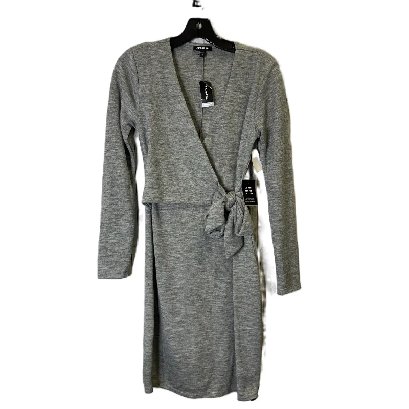 Dress Casual Midi By Express In Grey, Size: Xs