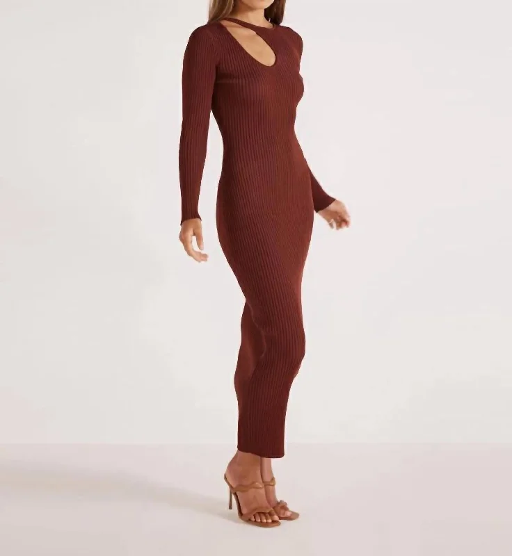 Amber Knit Midi Dress In Chocolate