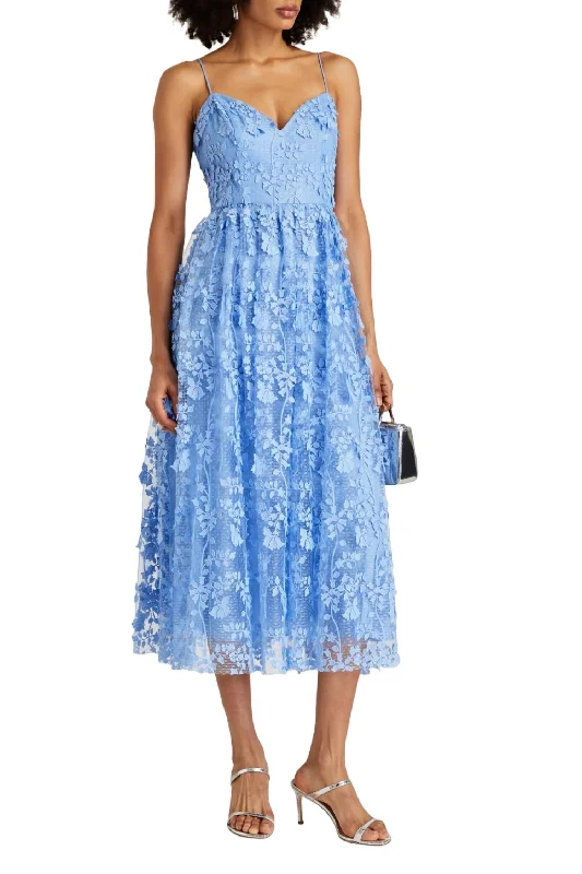 Sleeveless Tulle Midi Dress In Delphinium Blue