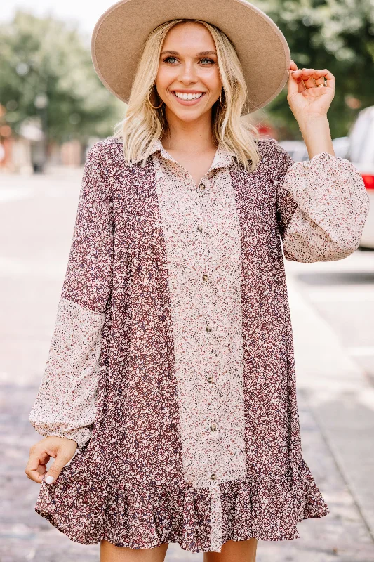 The Good Life Brown Ditsy Floral Dress