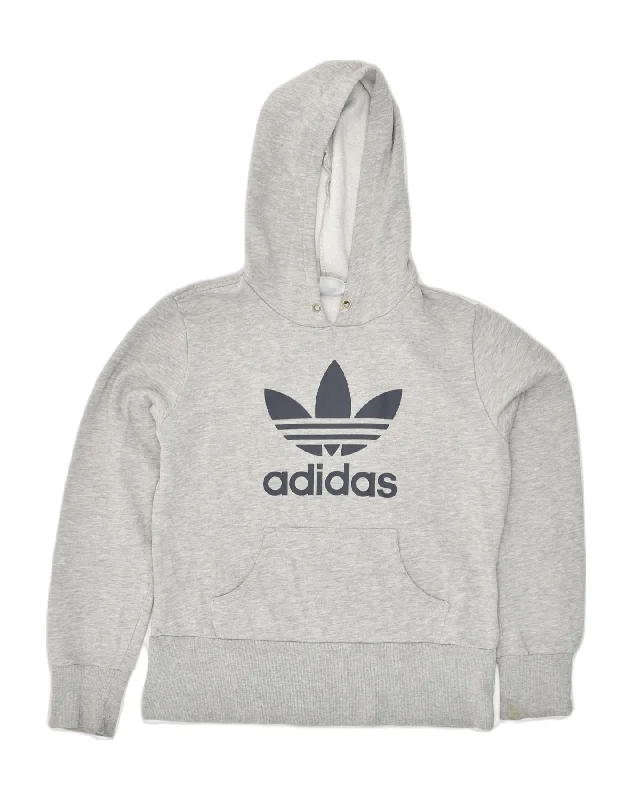 ADIDAS Womens Graphic Hoodie Jumper Small Grey Cotton