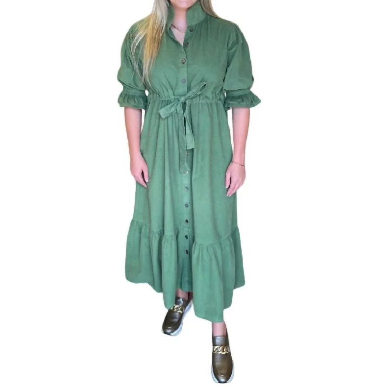 Catherine Corduroy Dress In Green