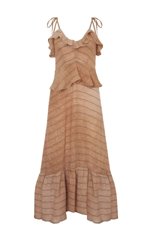 Women's Jamison Dress In Tan Stripe