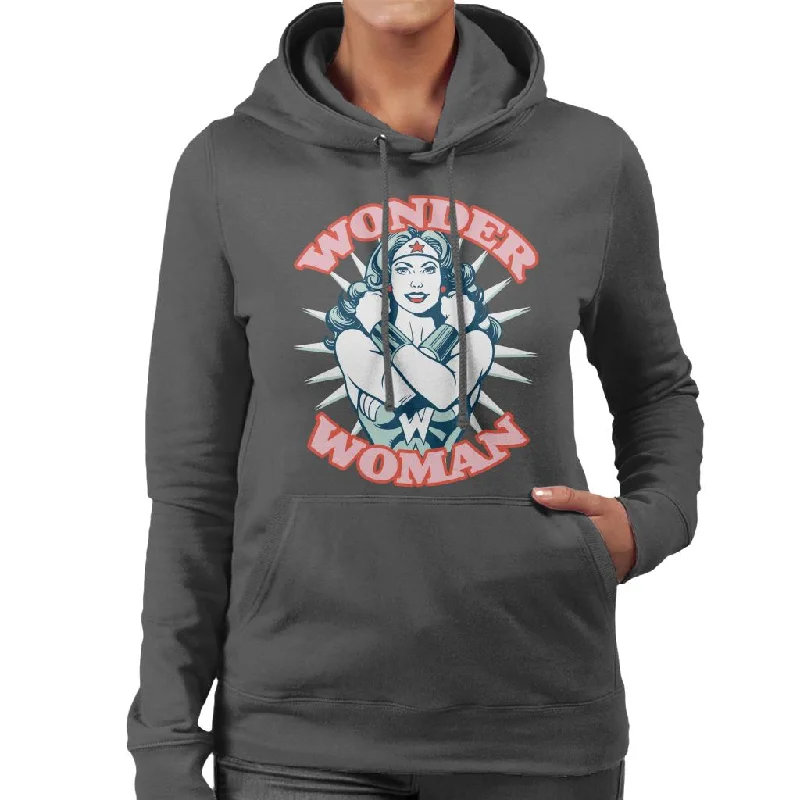 Wonder Woman Arms Crossed Power Pose Women's Hooded Sweatshirt