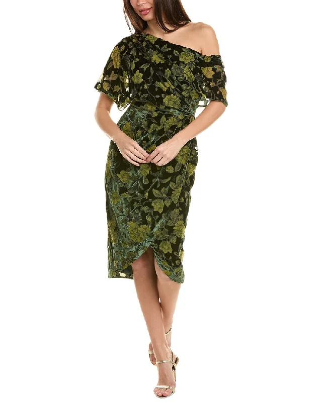 Theia Burnout Wrap Dress