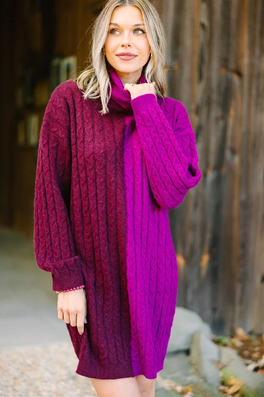 It's Your Story Burgundy Colorblock Sweater Dress