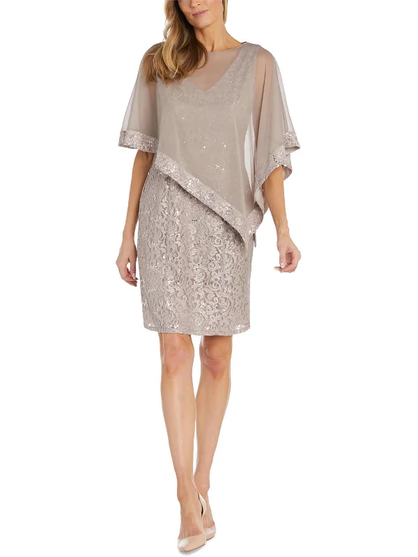 Womens Lace Cape Two Piece Dress