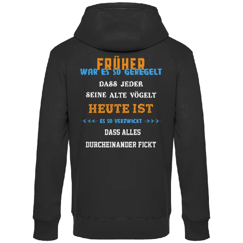 Premium Hoodie "Früher und heute" (Backprint)