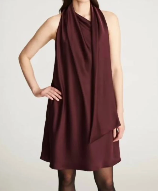 Grayson Dress In Satin In Umber