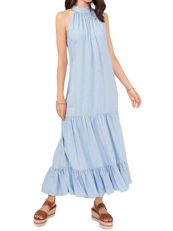 Womens Tencel Maxi Halter Dress