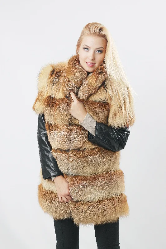 Fox Fur Jacket for Women (Red)