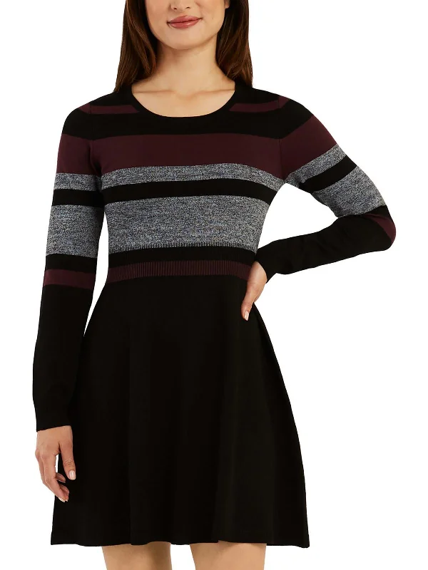 Womens Colorblock Striped Fit & Flare Dress