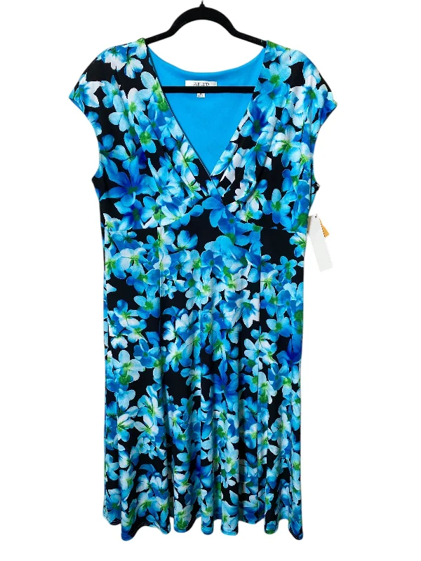 Dress Casual Midi By Kasper In Floral Print, Size: 16