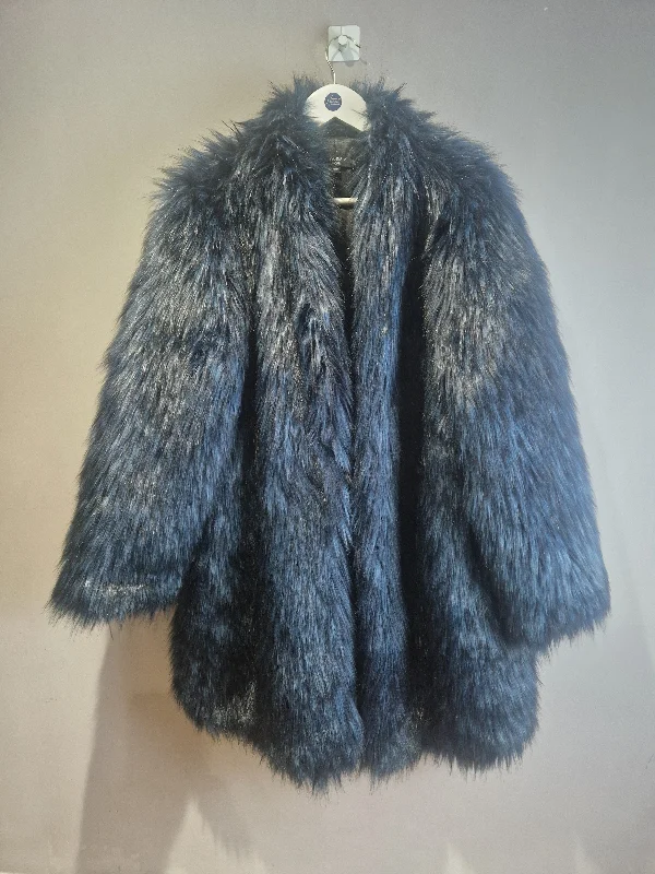 Joanna Hope Navy Faux Fur Jacket -size 24