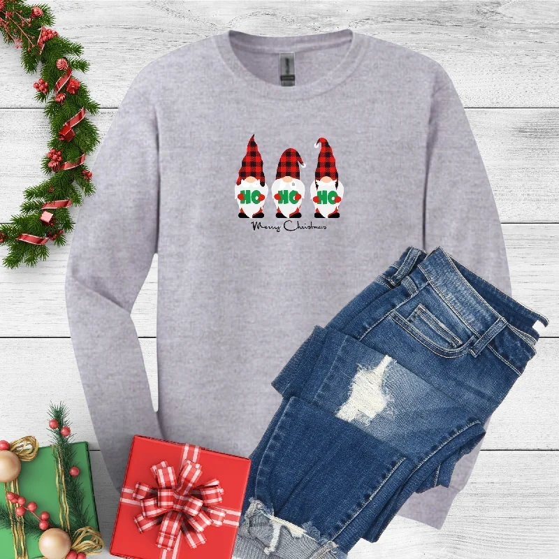 Ho Ho Ho Merry Christmas Ladies Long Sleeve Tee