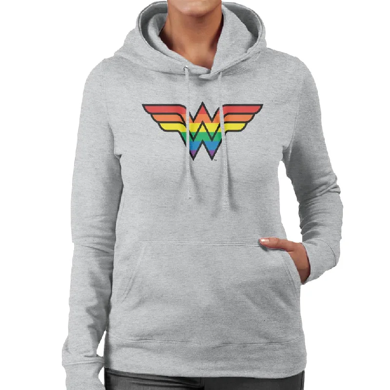 Wonder Woman Rainbow Logo Women's Hooded Sweatshirt