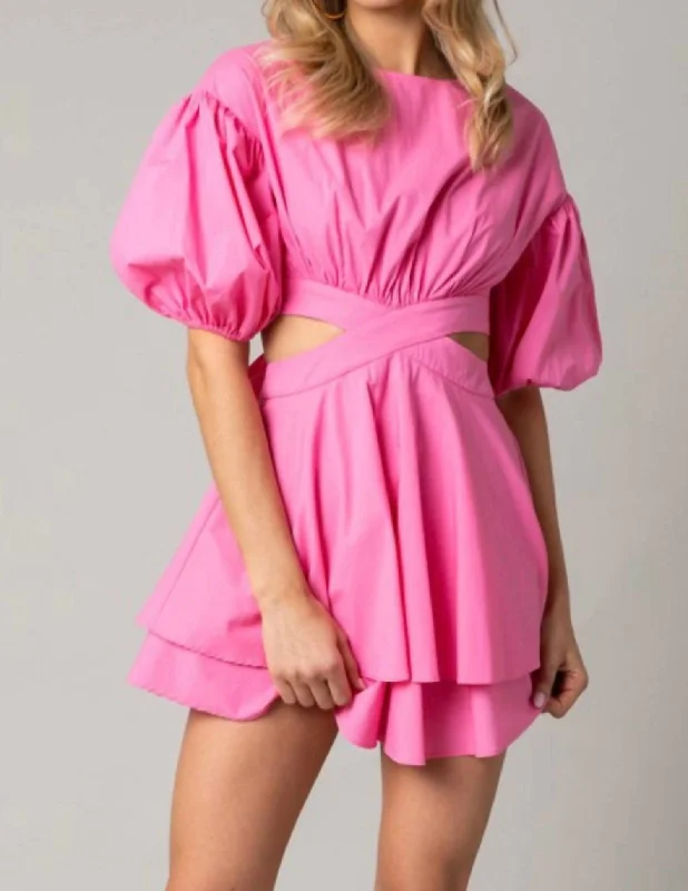 Cut Out Mini Dress In Pink