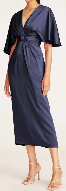 Lucia Kimono Midi Dress In Navy