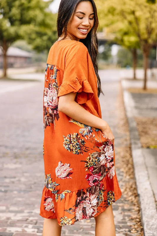 Good To You Sunset Orange Floral Dress