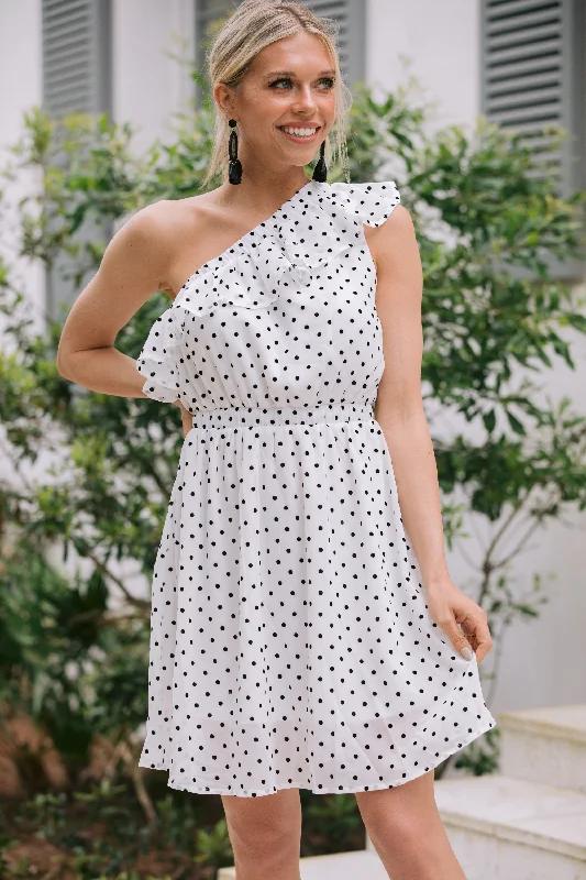 Make Life Easy Ivory White Polka Dot Dress