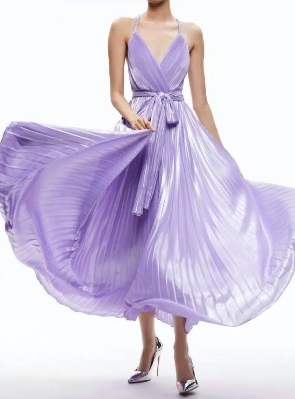 Arista Crossback Pleated Maxi Dress In Solstice