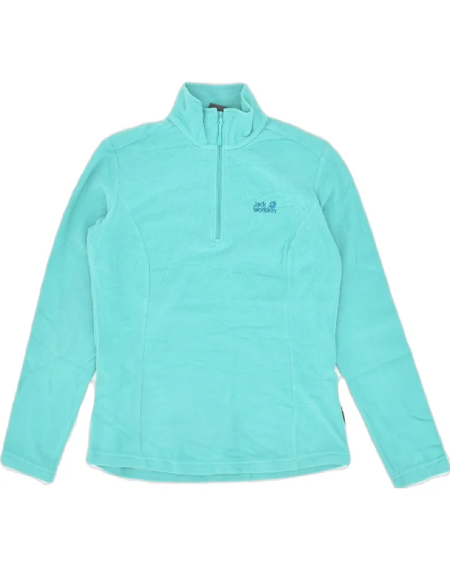 JACK WOLFSKIN Womens Zip Neck Fleece Jumper UK 12 Medium Turquoise