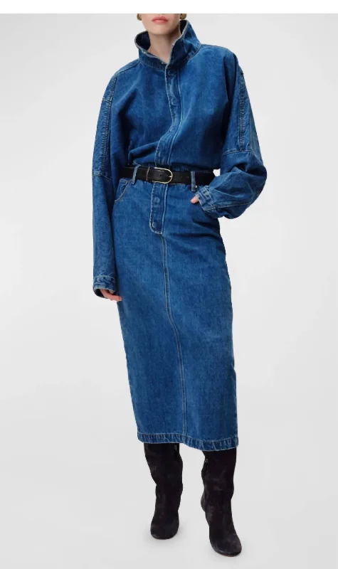 Sebastien Denim Shirt Dress In Medium Washed Denim