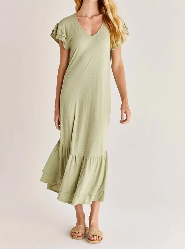 Zella Cotton Slub Midi Dress In Pistachio