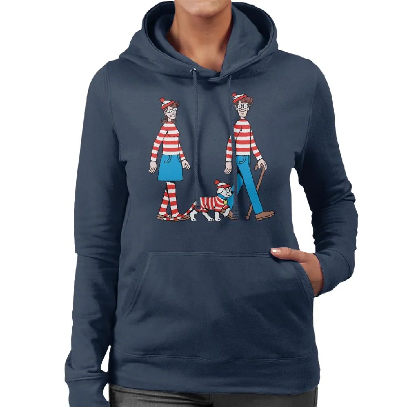 Where's Wally Walking With Wenda And Woof Women's Hooded Sweatshirt