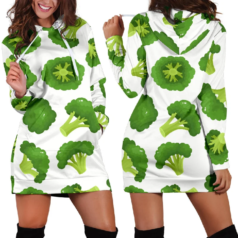 Cute Broccoli Pattern Women'S Hoodie Dress