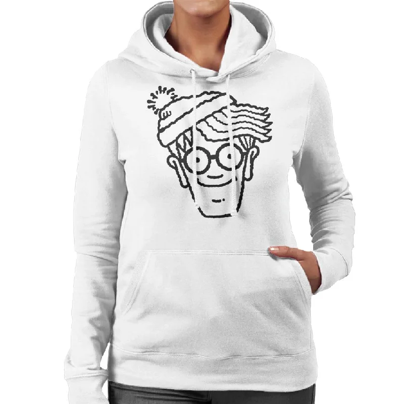 Where's Wally Black Outline Women's Hooded Sweatshirt