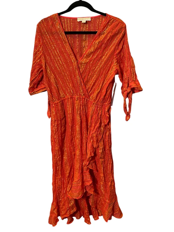 Dress Casual Midi By Michael By Michael Kors In Orange, Size: L