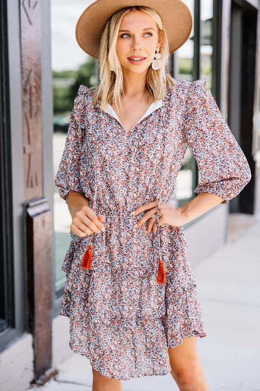 It's All You Rust Orange Ditsy Floral Dress