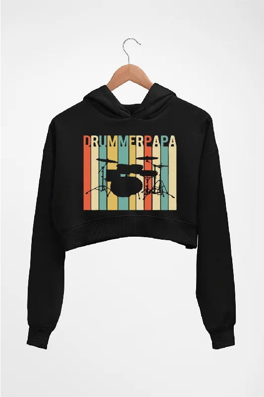 Drummer Papa Crop HOODIE FOR WOMEN