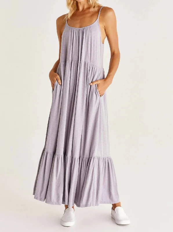 Lido Slub Maxi Dress In Lavender Ash