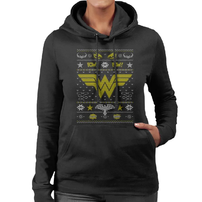 Wonder Woman Christmas Pow Pow Women's Hooded Sweatshirt