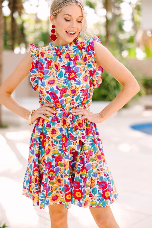 Bold Moves White Floral Dress